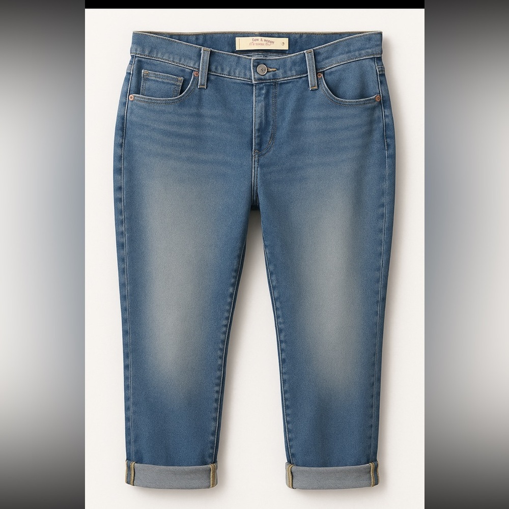 Levi’s Vintage Mid Rise Boyfriend Jeans Sz 10 Light Wash Rolled Cuff Relaxed Fit